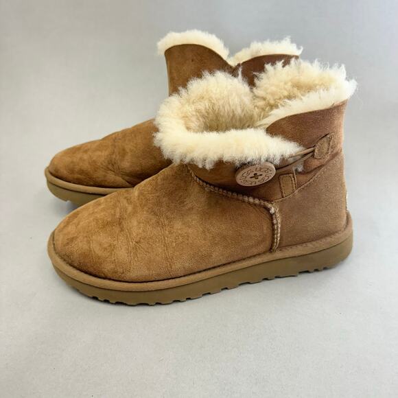 UGG Mini Bailey Button II in Chestnut US Size 8 Euro 39 ankle. Boot sheepskin - Picture 15 of 16